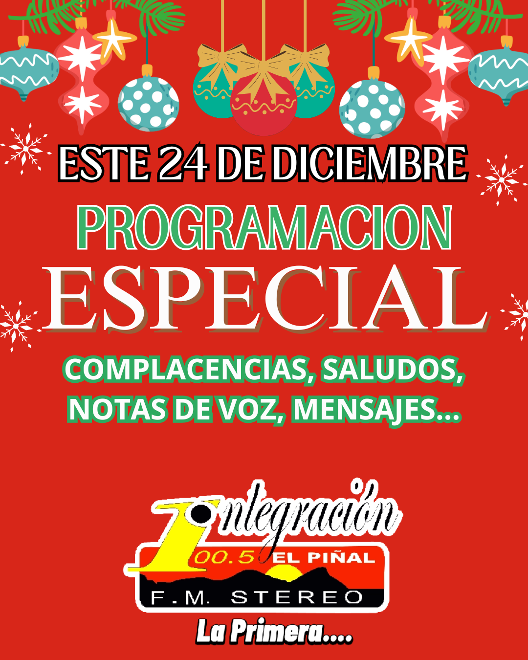 PROGRAMACIÓN ESPECIAL ESTE 24 DE DICIEMBRE