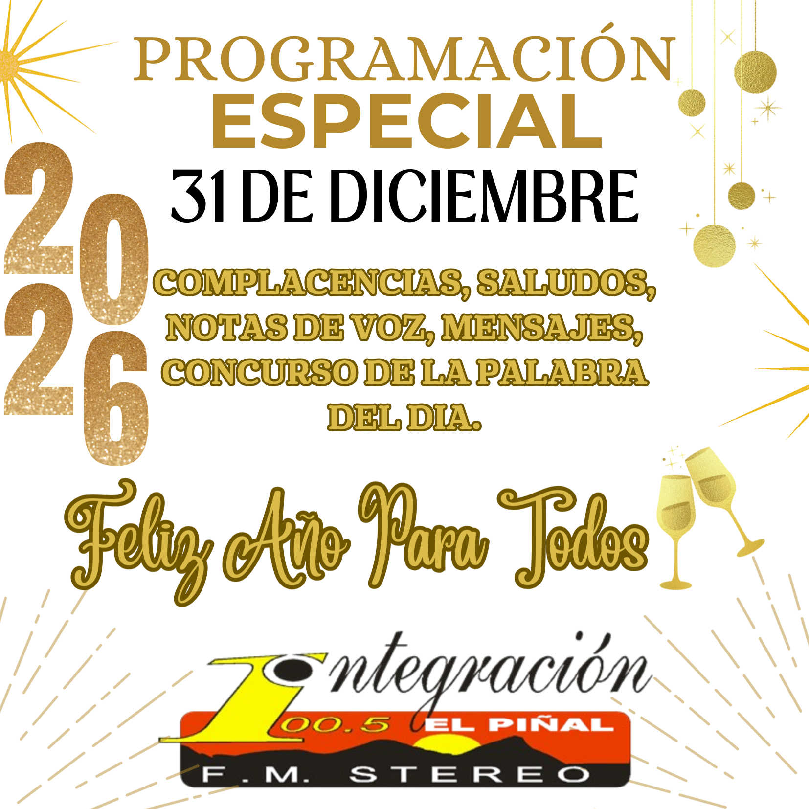 PROGRAMACIÓN ESPECIAL 31 DE DICIEMBRE