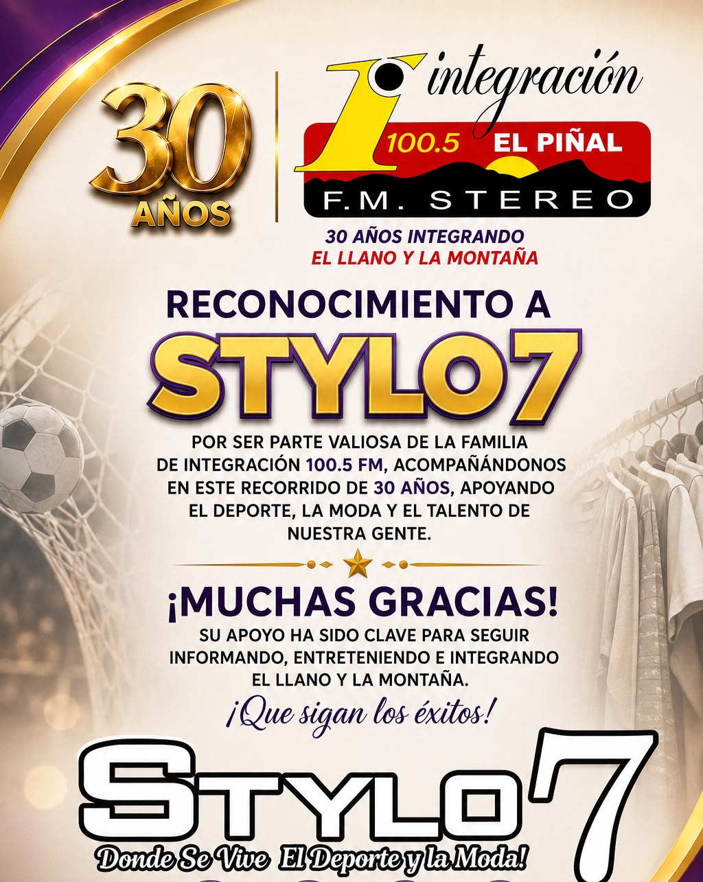 PATROCINANTES ANIVERSARIO 30 AÑOS DE INTEGRACION 100.5FM
