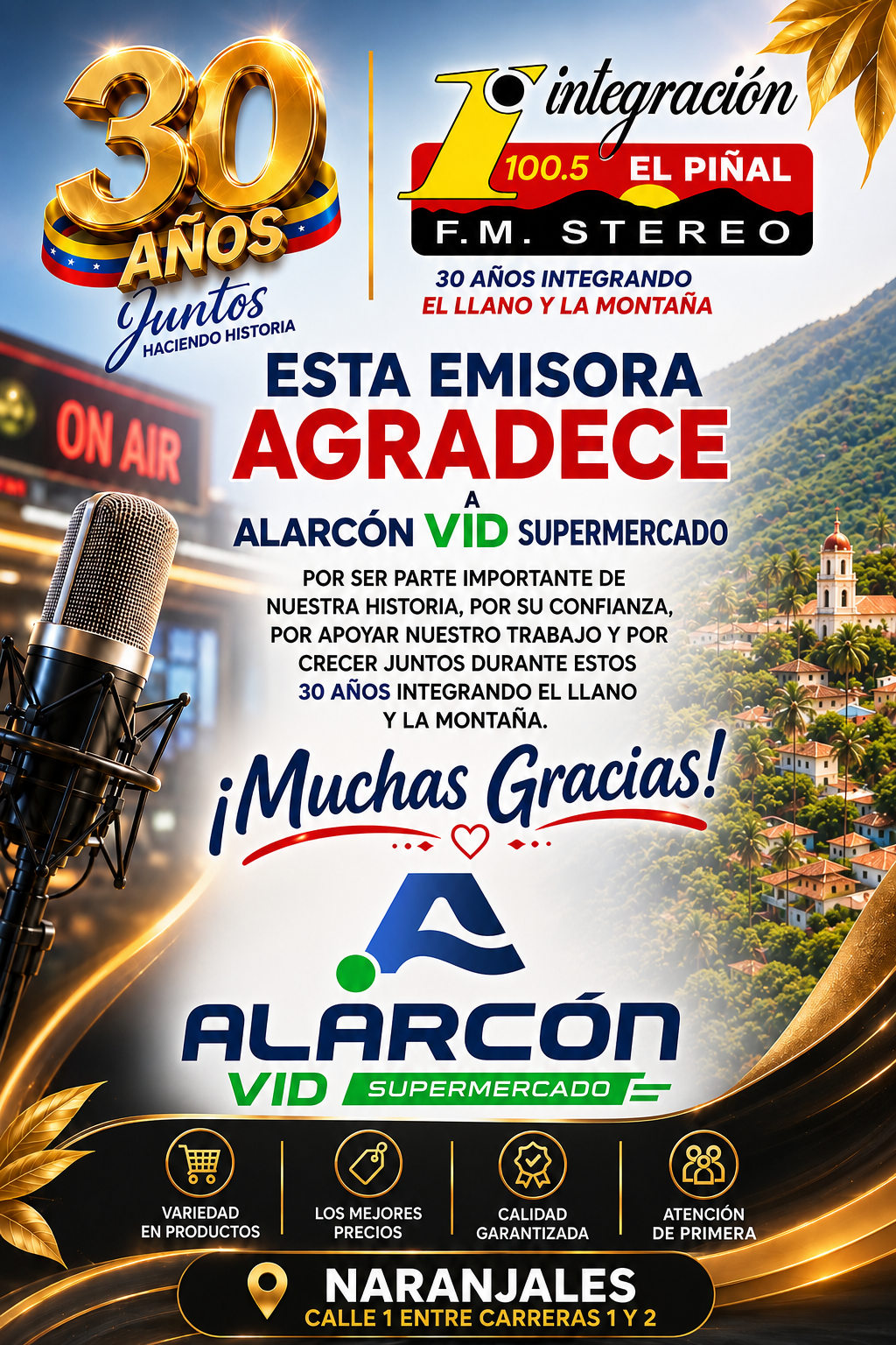 PATROCINANTES ANIVERSARIO 30 AÑOS DE INTEGRACION 100.5FM