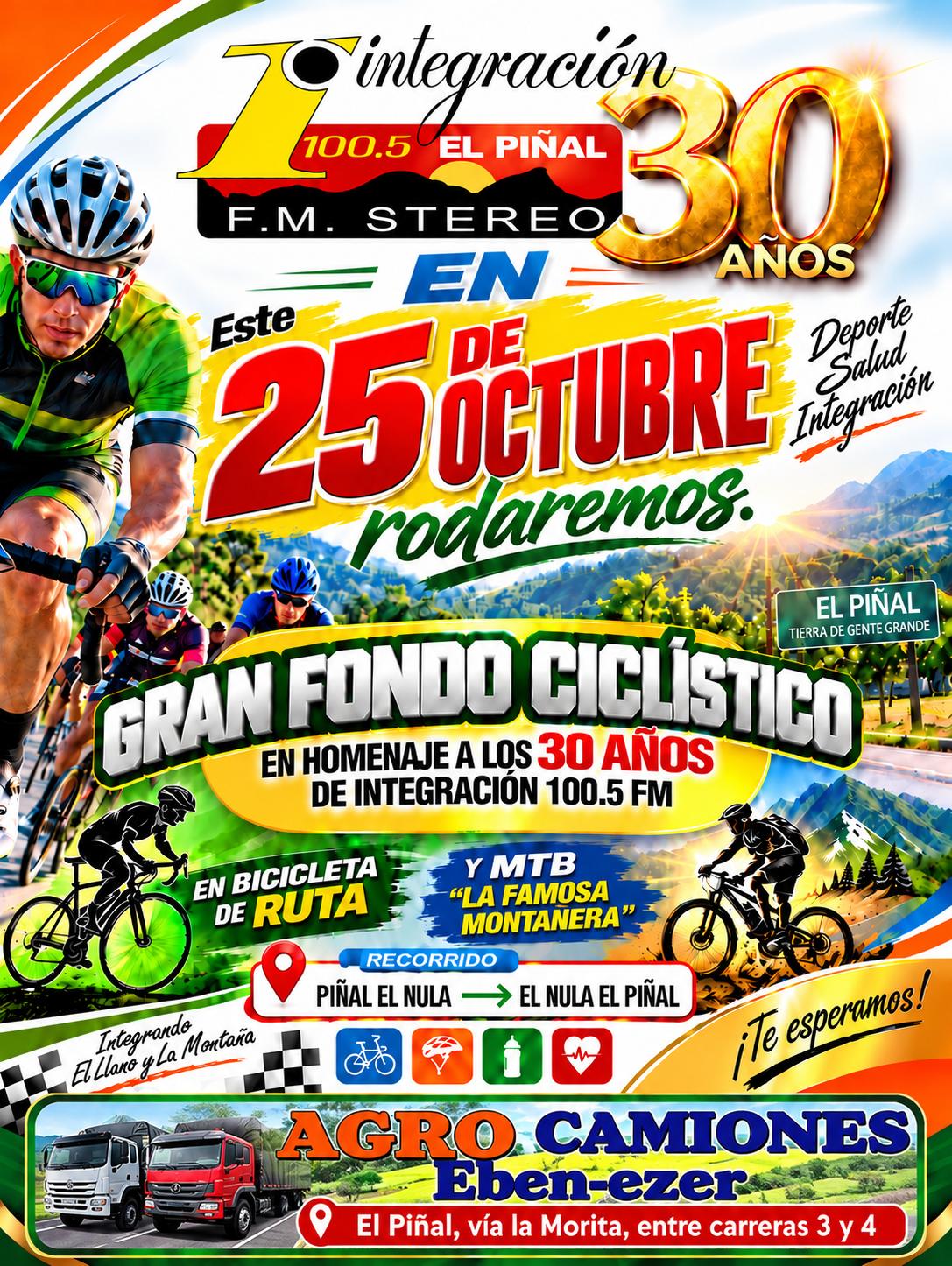 PATROCINANTES DEL GRAN FONDO CICLISTICO EN HOMENAJE A LOS 30 AÑOS DE INTEGRACION 100.5FM