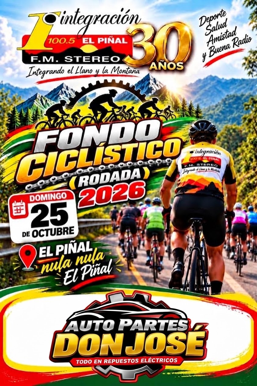PATROCINANTES DEL GRAN FONDO CICLISTICO EN HOMENAJE A LOS 30 AÑOS DE INTEGRACION 100.5FM