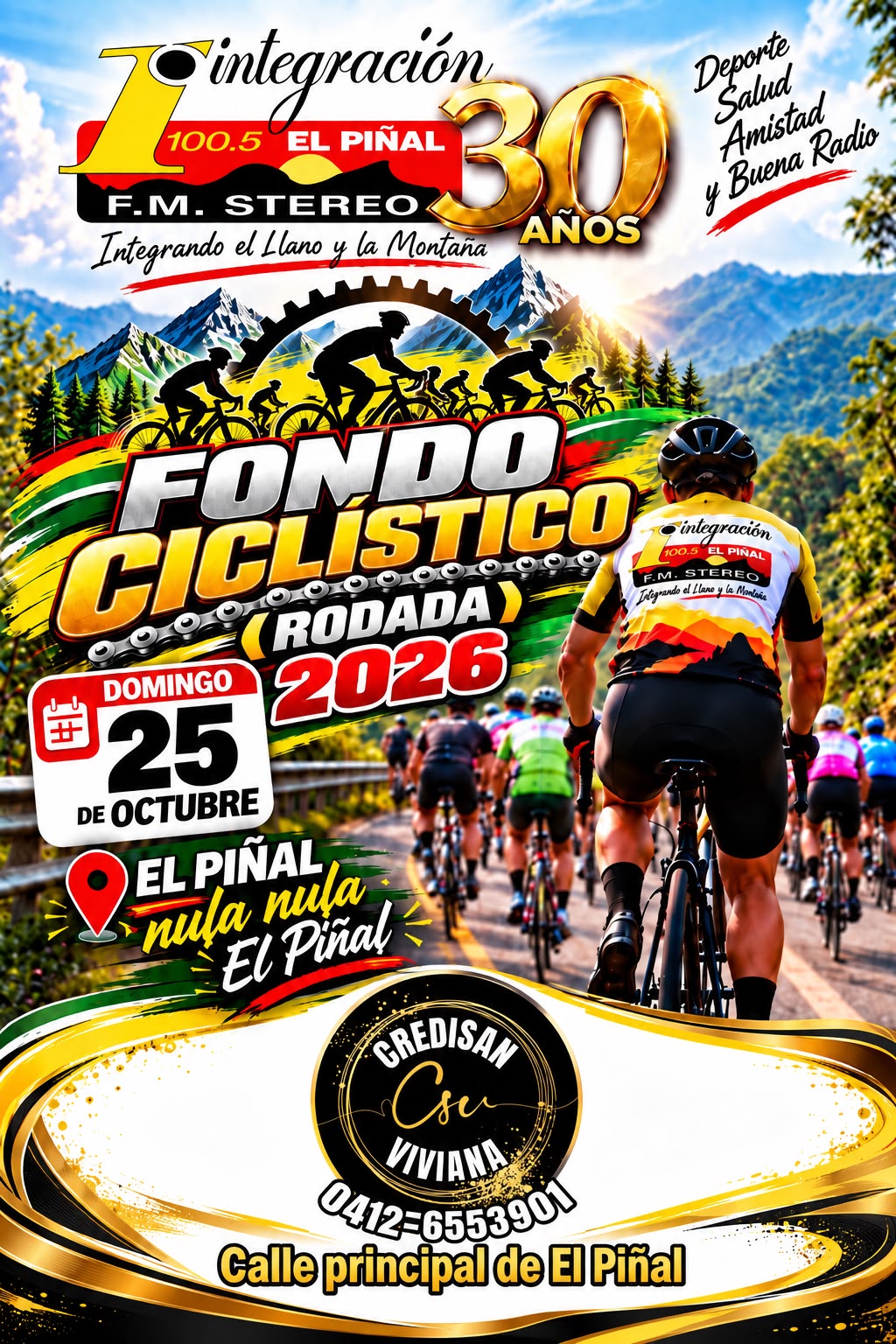 PATROCINANTES DEL GRAN FONDO CICLISTICO EN HOMENAJE A LOS 30 AÑOS DE INTEGRACION 100.5FM