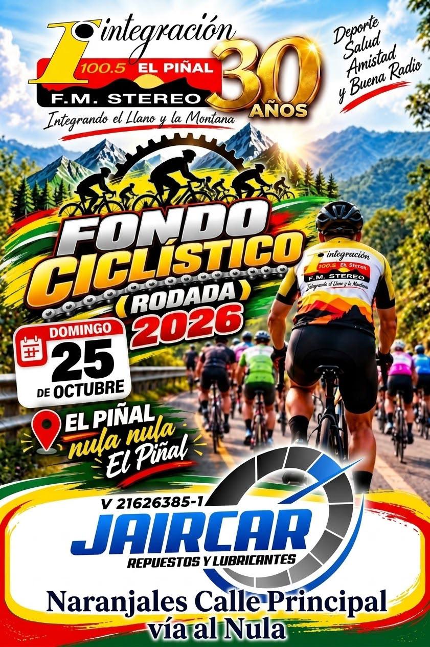 PATROCINANTES DEL GRAN FONDO CICLISTICO EN HOMENAJE A LOS 30 AÑOS DE INTEGRACION 100.5FM